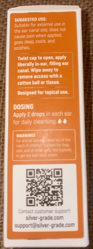 Silver Grade, Silver Ear Wash For Pets 2oz