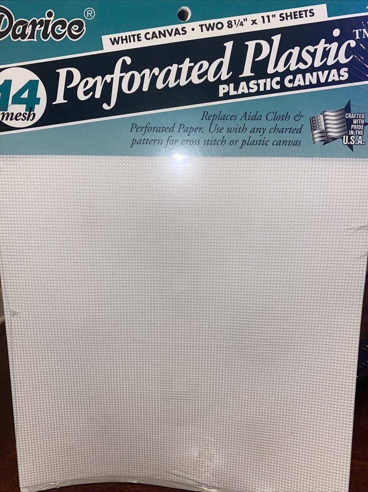 Perforated Plastic Canvas 14 Count 8.25" X 11" 2/Pkg White New Sealed