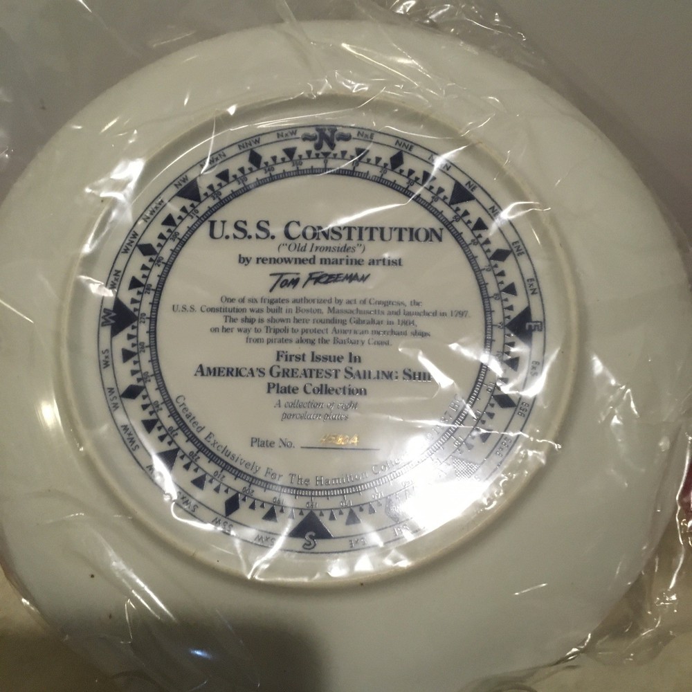 USS Constitution Tom Freeman Commemorative Collector Plate Certificate Authentic
