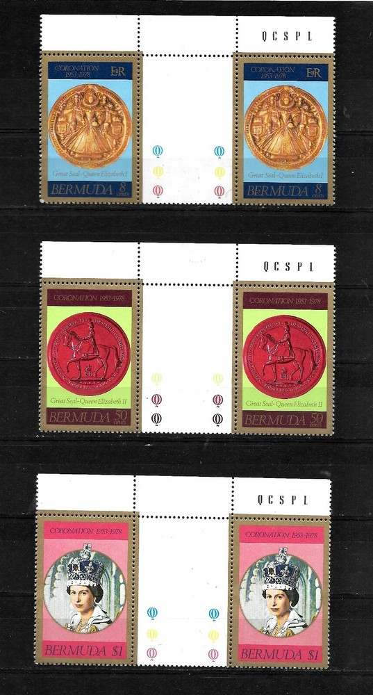 Bermuda, 1978 QEII silver jubilee, complete set  MNH gutter pairs (B152)