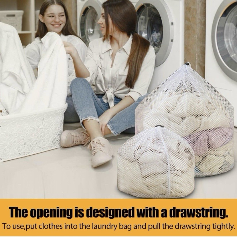 4 pcs Commercial Mesh Laundry Bag - Sturdy Mesh Material with Drawstring Clos...