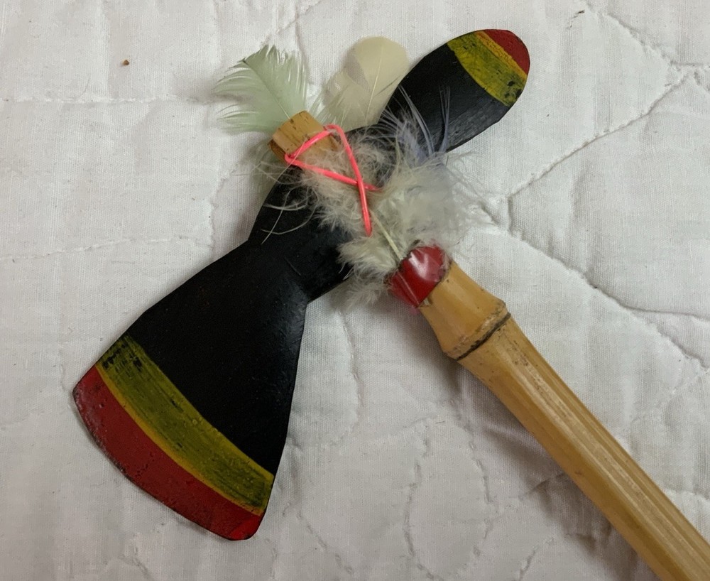 Antique Souvenir Trading Post Tomahawk, Bamboo Handle, Hand Made