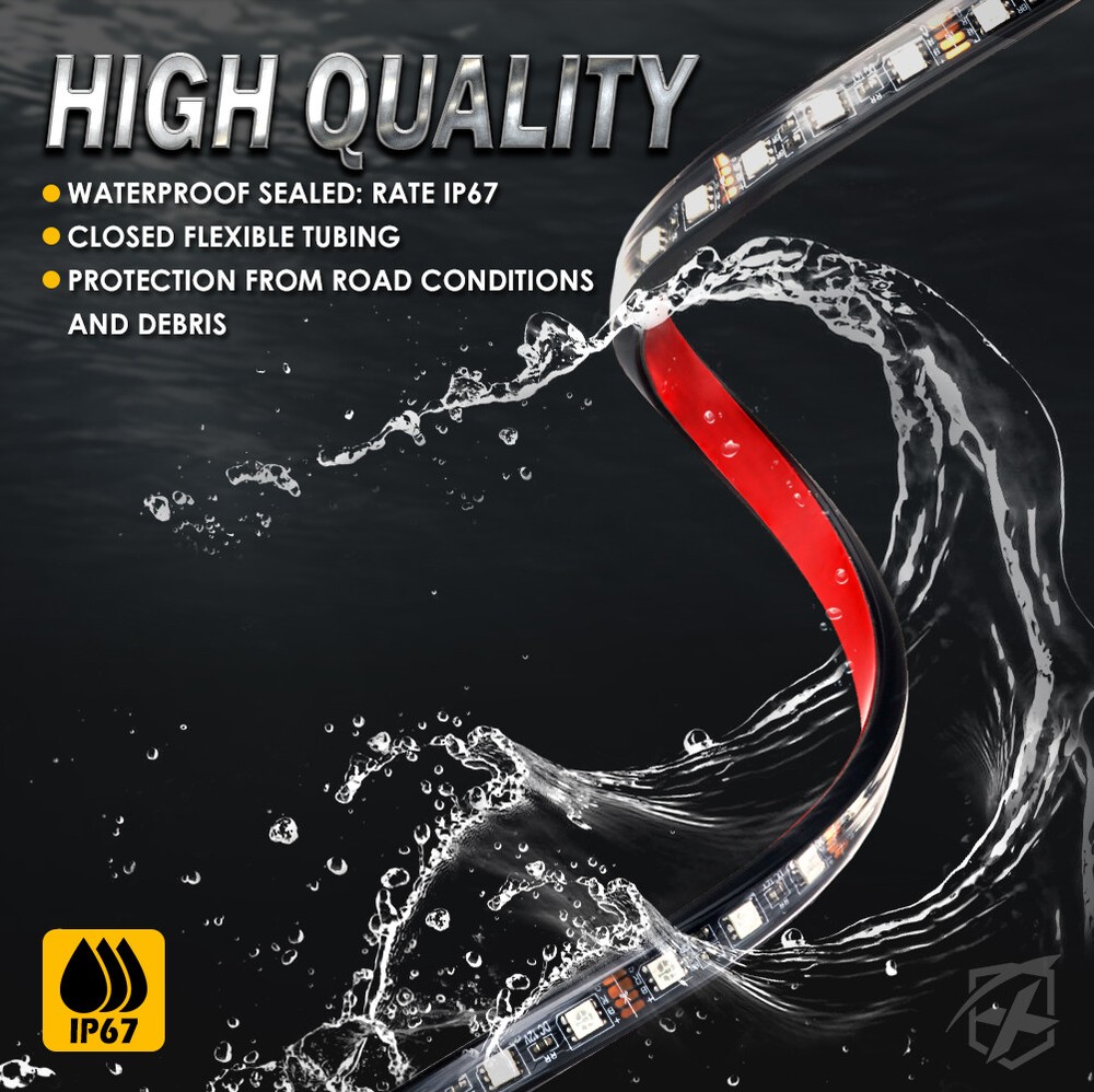 4Pcs RGB Light Strip Underglow LED Kit Remote & Bluetooth APP Neon Lights Deco