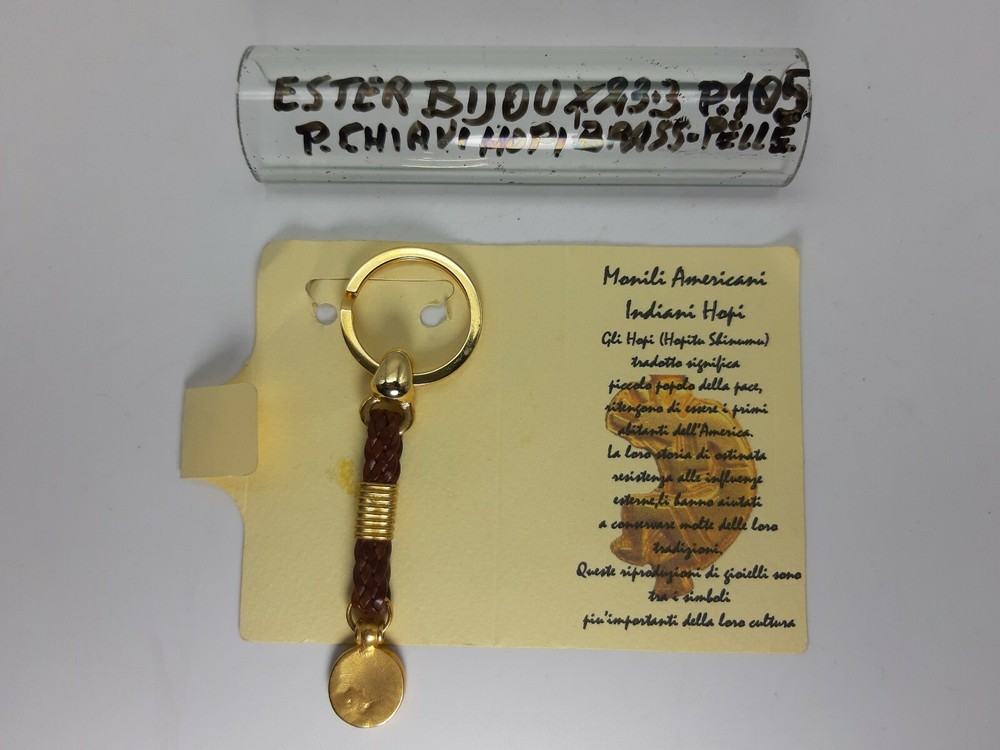 Keychain - Brass/Leather - Brown/Gold-Kiwa- Cod.233 - Ester Bijoux