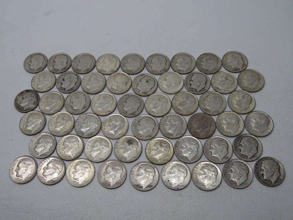 1960's Silver Dimes - 53 count, 84.61 dwt