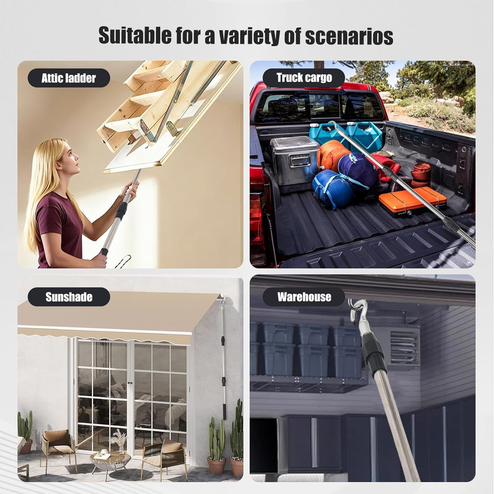 Extendable Attic Ladder Pull Down System (17.3In - 40In) with Accessories
