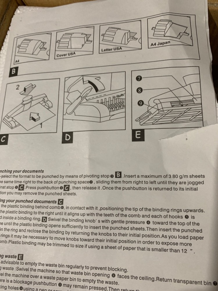 Binding Machine Manual Pushbutton Punch
