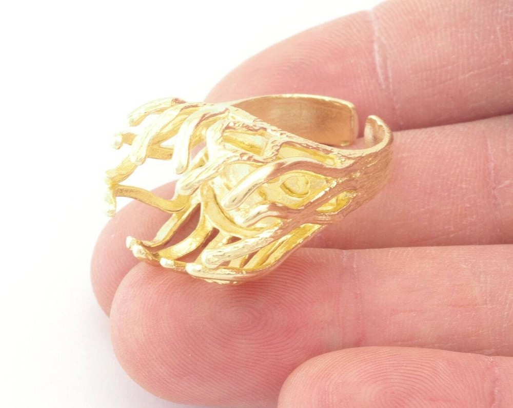 Raw Stone Claw Ring Setting Blank Base Adjustable 18x13mm setting) 6-8US 4772