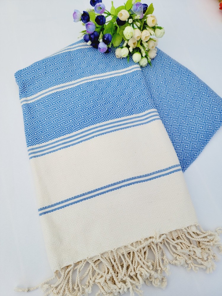 100% Cotton Geometric Diamond Weave All Season Solid Blanket Soft Sofa Throw