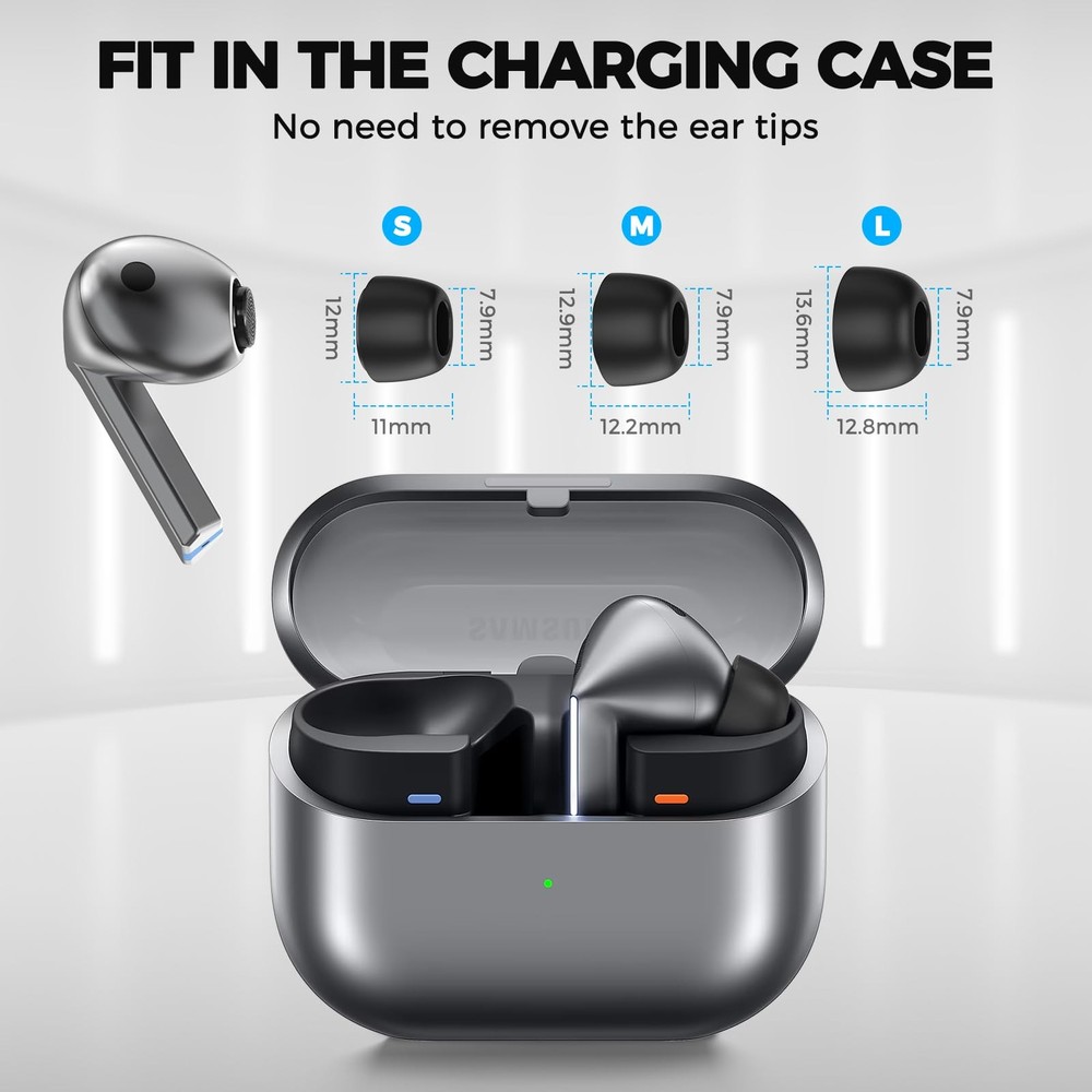 AhaStyle Memory for Galaxy Buds4 Pro/Buds3 Pro, Black Buds3 Pro