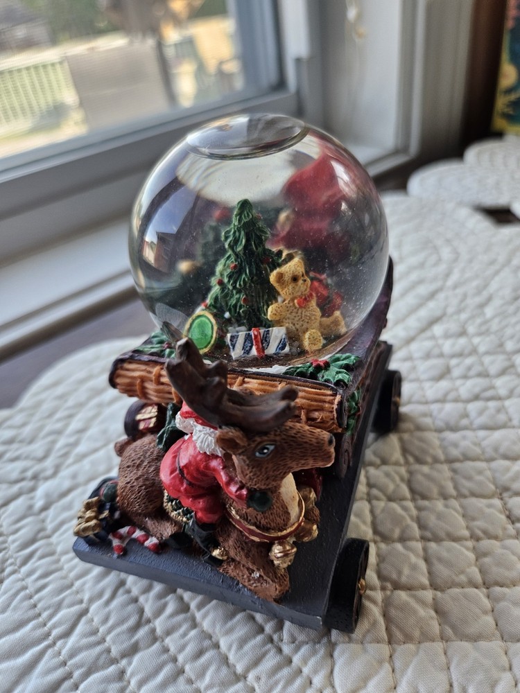 Christmas Globe with Tree & Presents on Train Car/Sleigh.