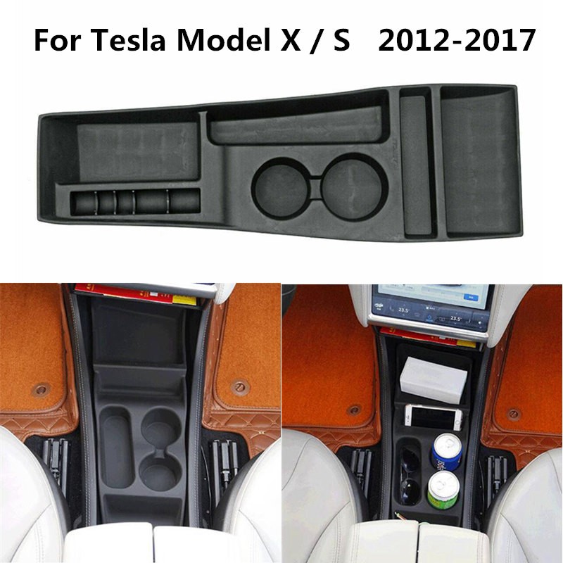 Silicone Front Center Console Storage Box Fits For Tesla Model X / S 2012-2017