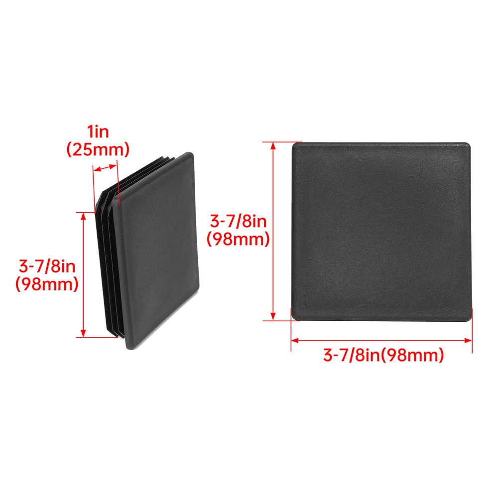 New 4" 2 Pack Square Rubber Bumper Plug End Cap Cover for RV Camper Trailer