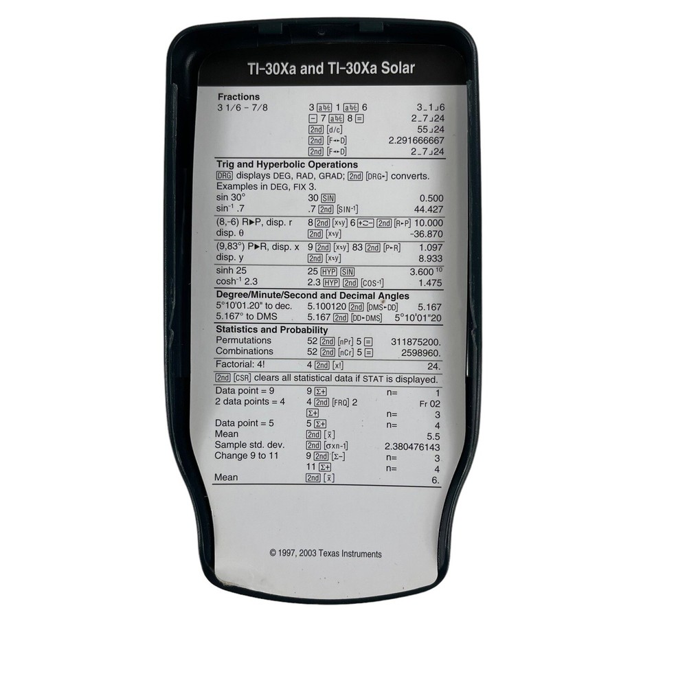 Texas Instruments TI-30XA Scientific Calculator- Working