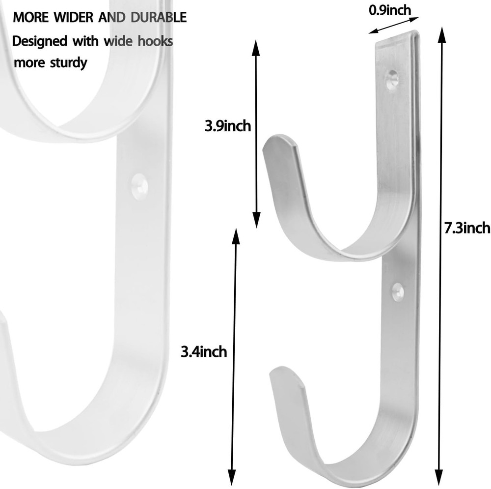 2 Pack Heavy Duty Silver Aluminium Pool Pole Hangers Hooks Rust Resistant