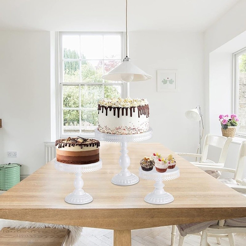 10 Piece Metal Cake Stand Set 3 Tier Cupcake Holder Rectangular Hexagon Display