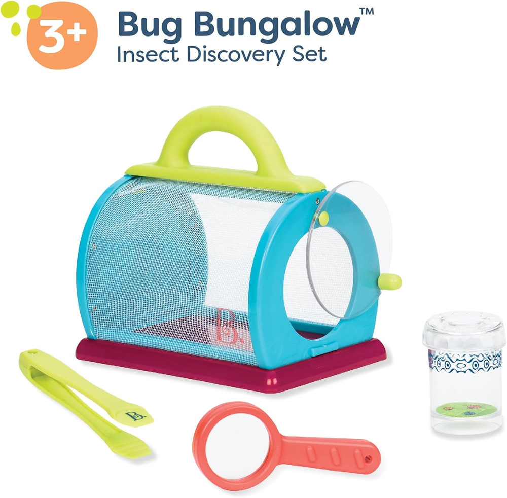 - Bug Bungalow Insect Catching Kit with Mesh Case, Magnifying Container, Tweezer