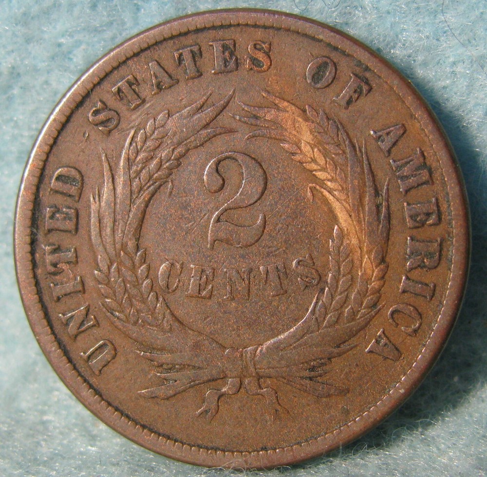 1871 Two Cent Piece Better Grade Old US Coin #555