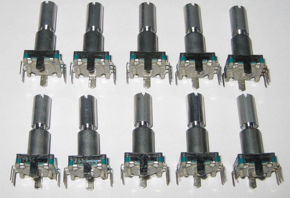 10 X Alps Rotary Encoder w/ Momentary Switch - 30 Detent / 360 Degrees  PC Mount