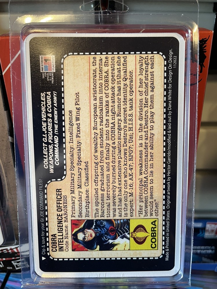 GiJoe Baroness 1984 Display Case With Card Back Insert
