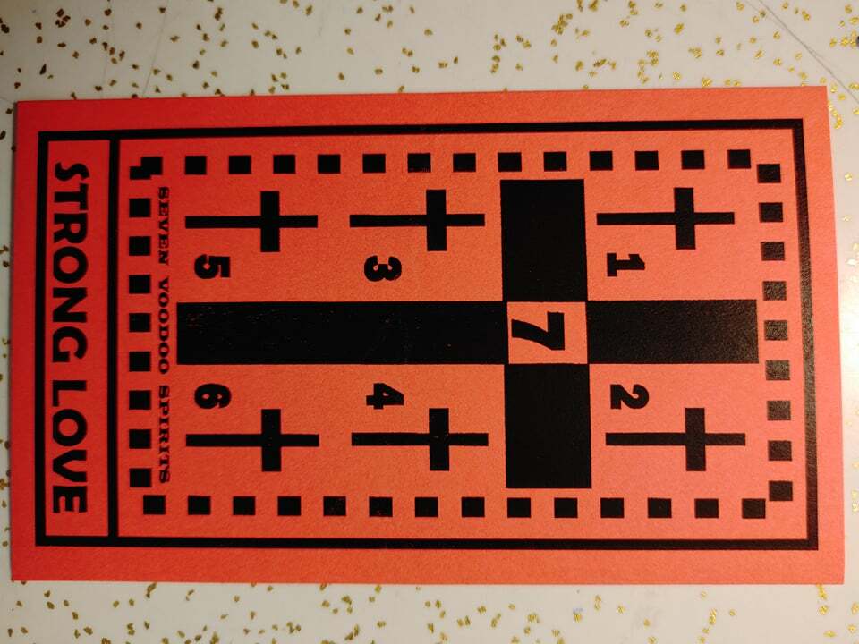 7 VOODOO SPIRITS "STRONG LOVE" PRAYER CARD