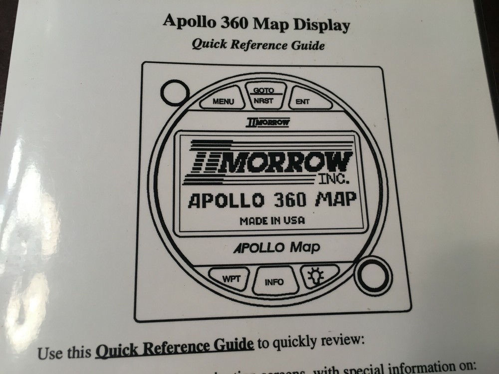 Apollo 360 MAP Display Laminated Quick Reference Guide