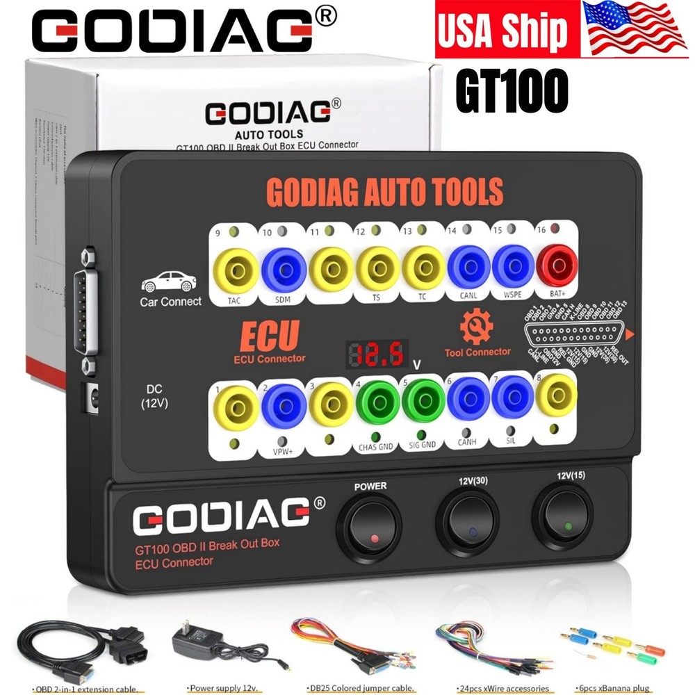 GODIAG GT100 Auto Tool OBD2 Break Out Box E-CU Connector OBD2 Protocol Detector
