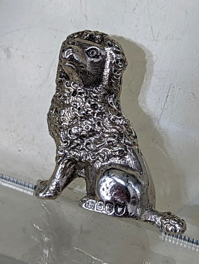 1902 Solid silver miniature poodle dog figure
