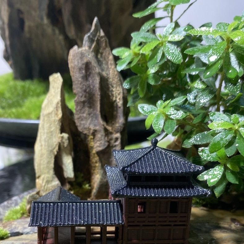 Chinese Ancient Architectural Model Aquarium Building Micro Landscape Bonsai