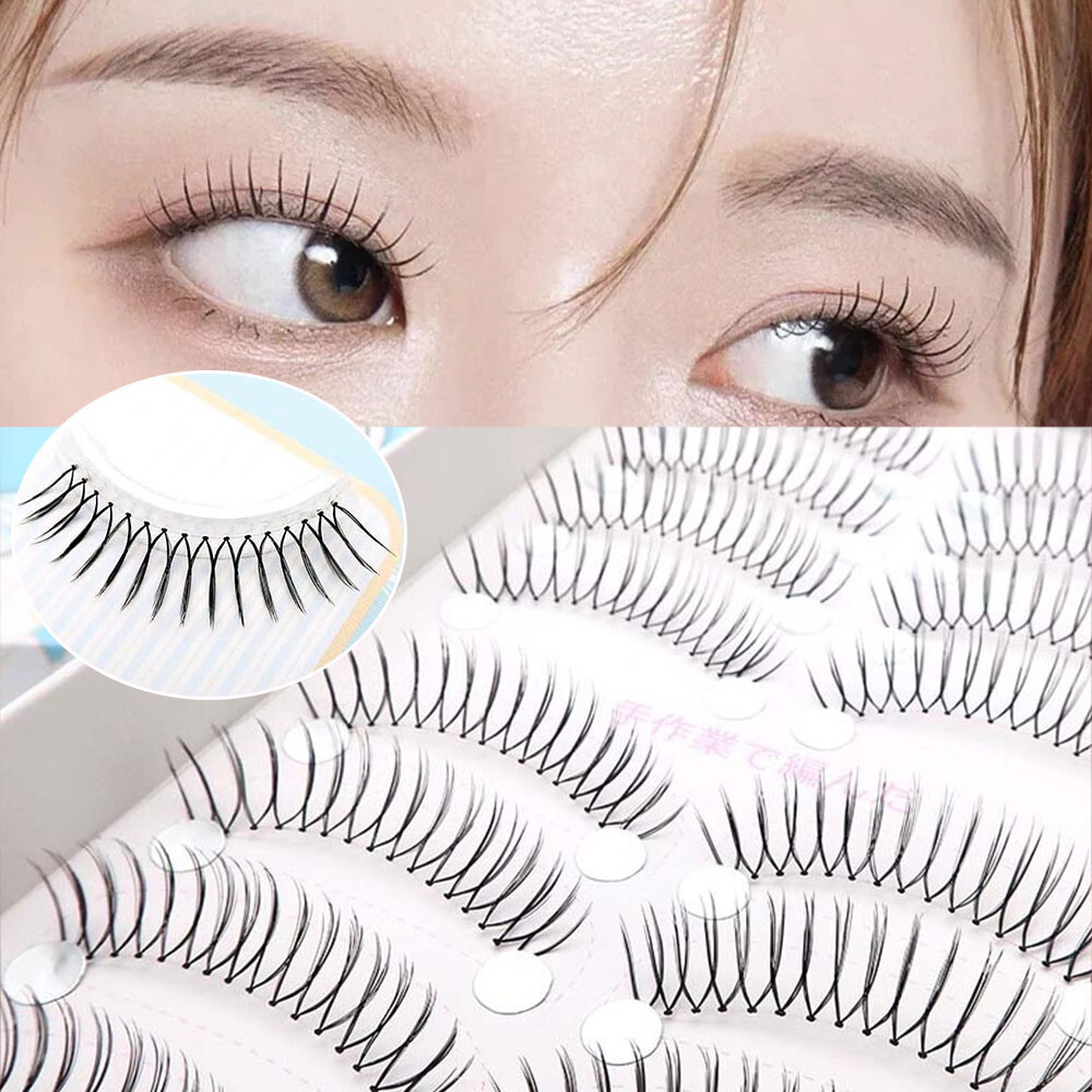 10 Pair U-shaped False Eyelashes Lash Extension Reusable Natural Wispy Comic E ๑