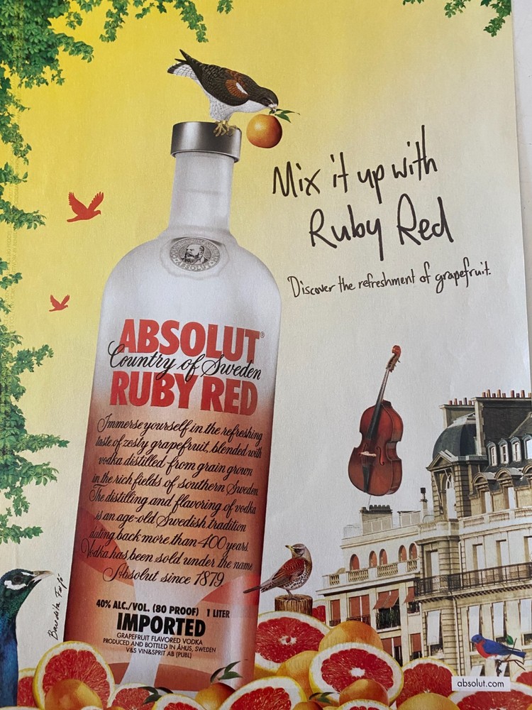 Absolut Ruby Red Vodka, Full Page Vintage Print Ad