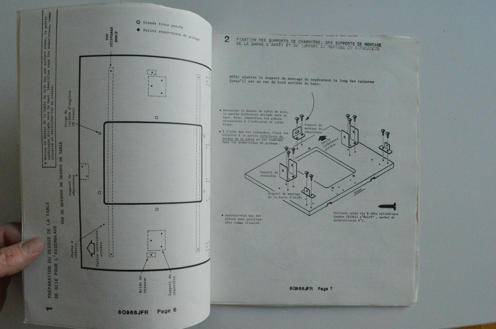 SAW TABLE 8Q1049FR Instructions de montage