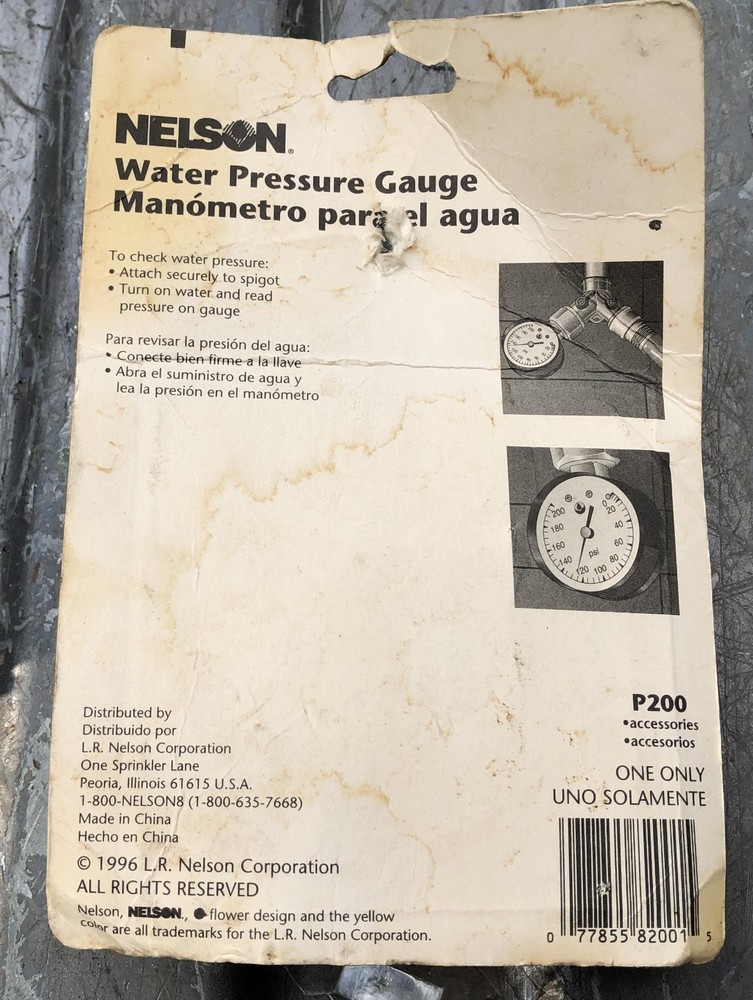 Nelson P200 Water Pressure Gauge