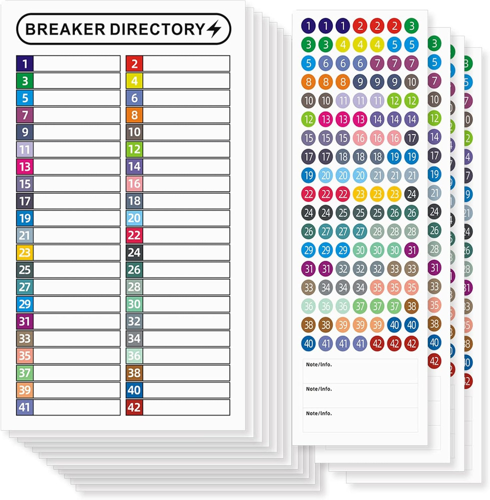16 Sheets Breaker Panel Labels Electrical Box Sticker Numbers Breaker Panel Labe