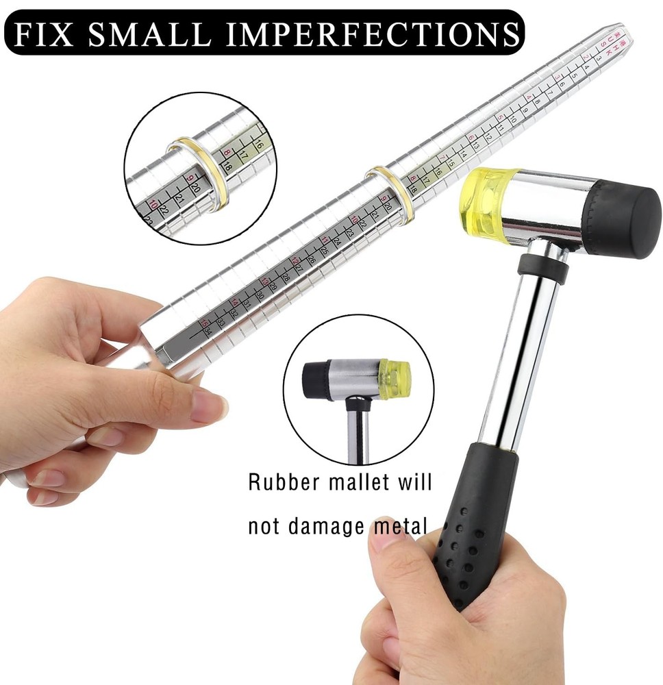 Ring Sizer Measuring Tool Set, Metal Mandrel Sizers for Loose sliver