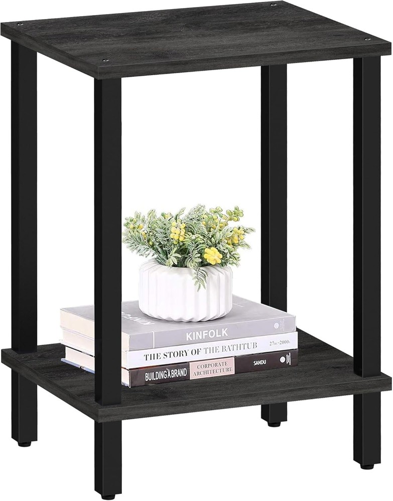 End Table Side Table Nightstand 2-Tier Storage Shelf Sofa Side Table Small Space