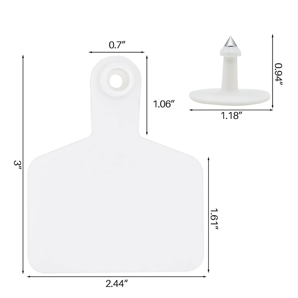 Cattle Ear Tags 100 Pieces Livestock Identification Labels (White)