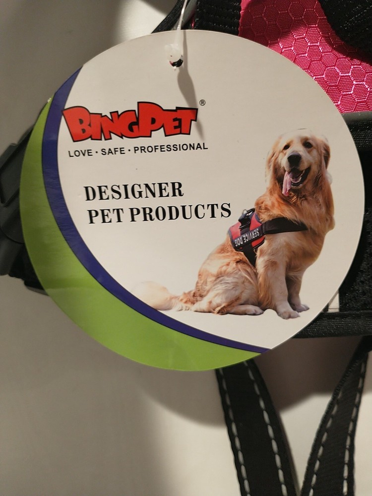 Bingpet Ba5042 pink Size Medium Reflective Adjustable Dog Soft Harness