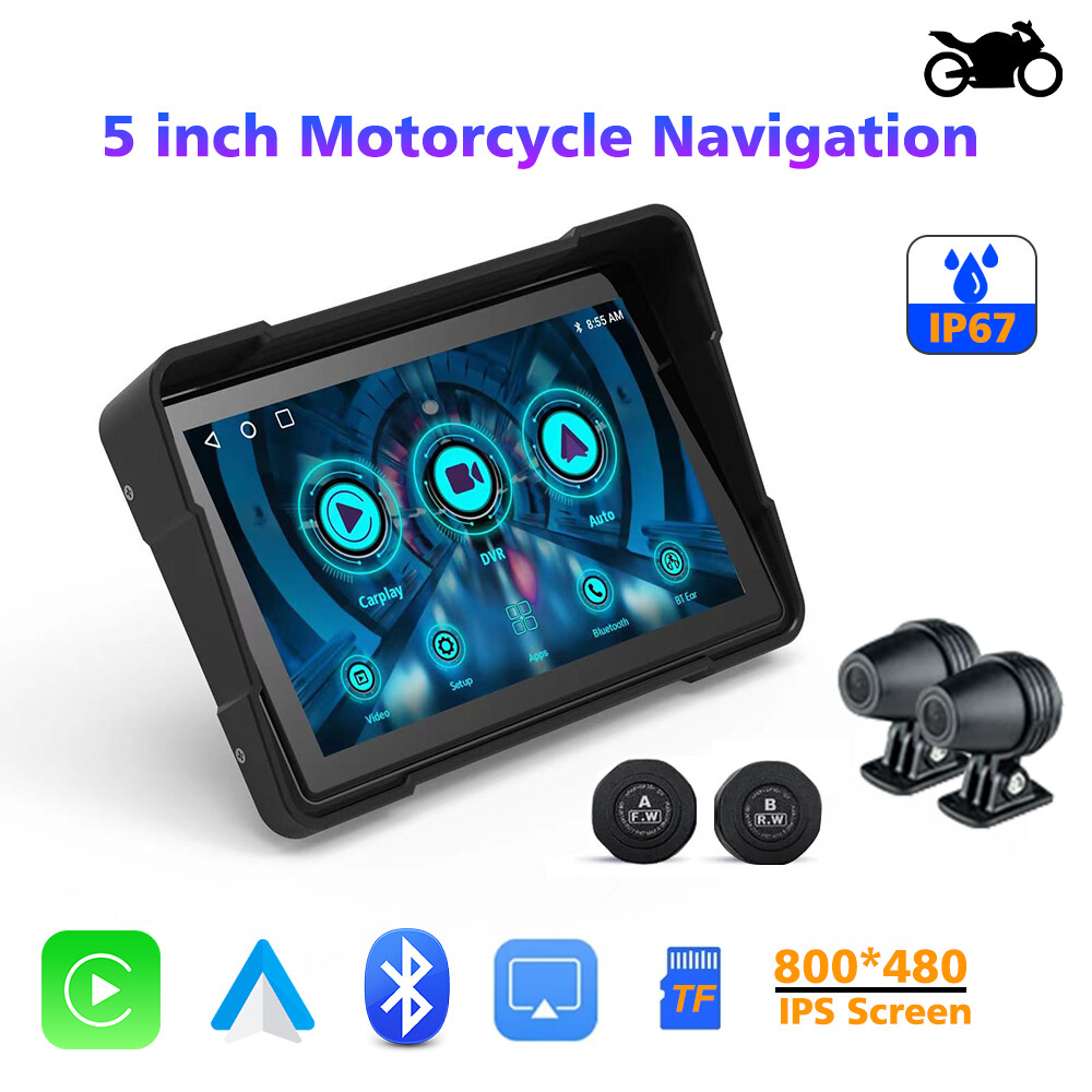Motorcycle Navigator Buildin Carplay&Android Auto WaterProof 5Inch Linux System