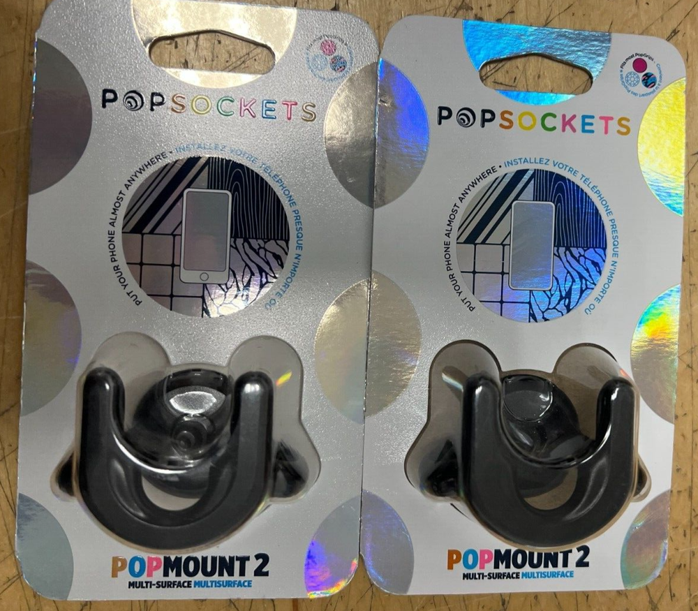 A Set of 2 Popsockets PopMount 2 Multi Surface Popsocket Mount Black