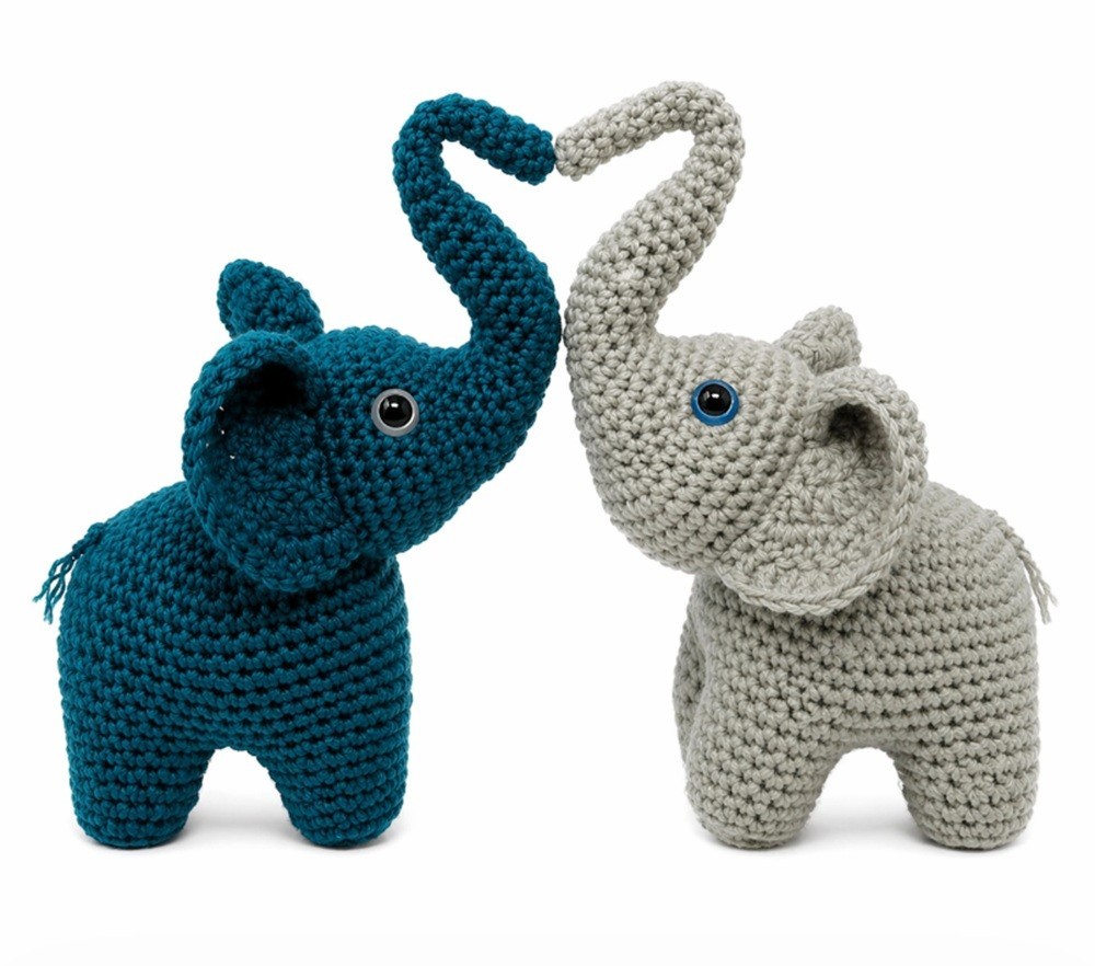 Elephant Crochet Kit 2 Pack for Beginners Amigurumi DIY Set with Video Tutorial
