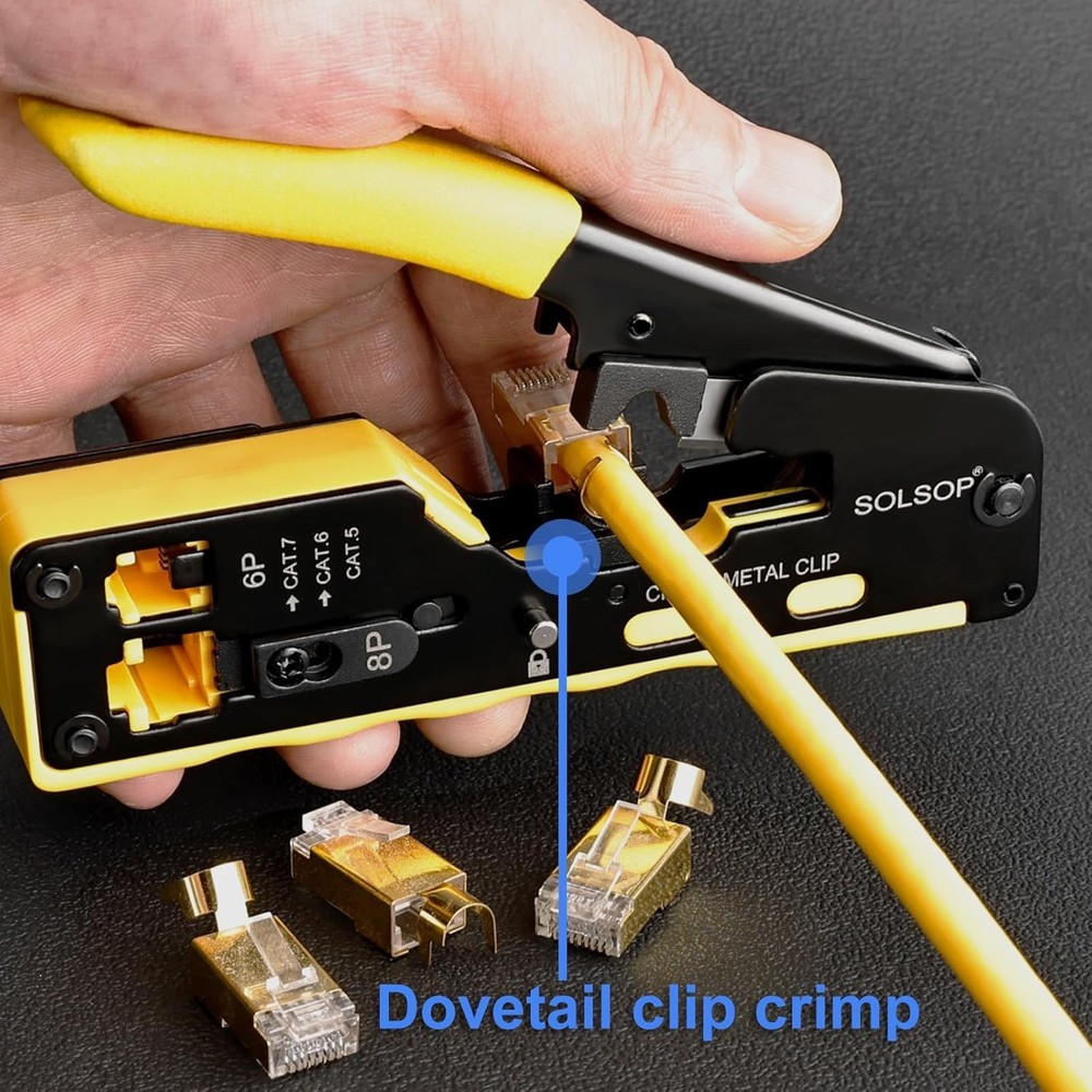 Multi-Function Ethernet Crimper with Network Tester & 100 Connectors Included