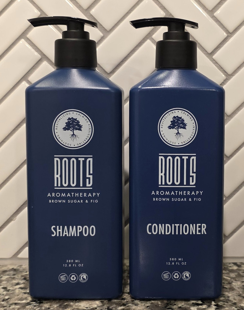 BUNDLE Roots Aromatherapy Brown Sugar & Fig Shampoo & Conditioner 12.8oz