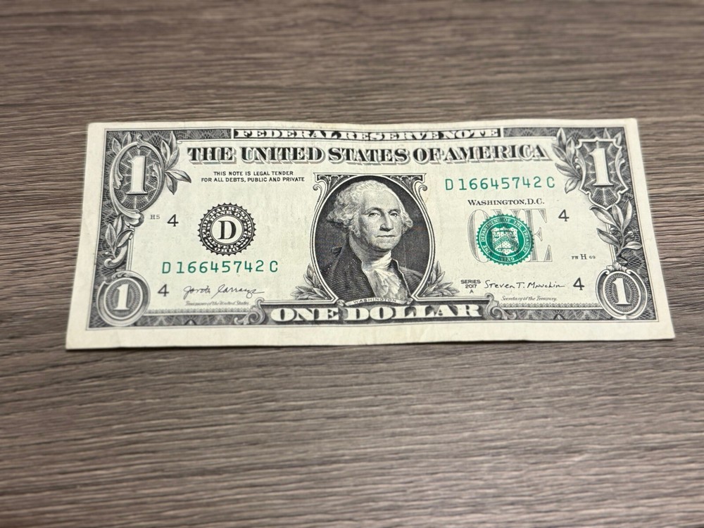 Off Center Misaligned Cut Error 2017A $1 Dollar Bill