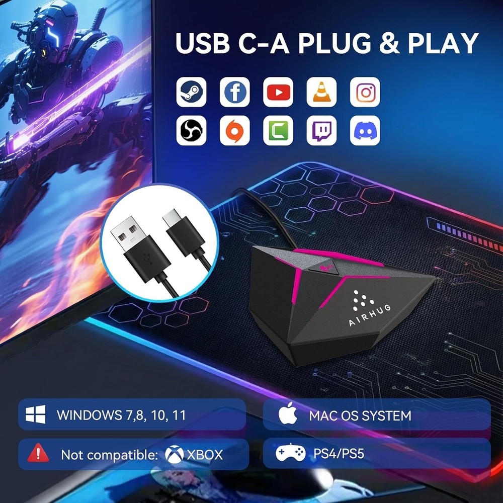 AIRHUG USB Computer Microphone, Gaming Microphone for Windows, Mac, PS4/5, Noise