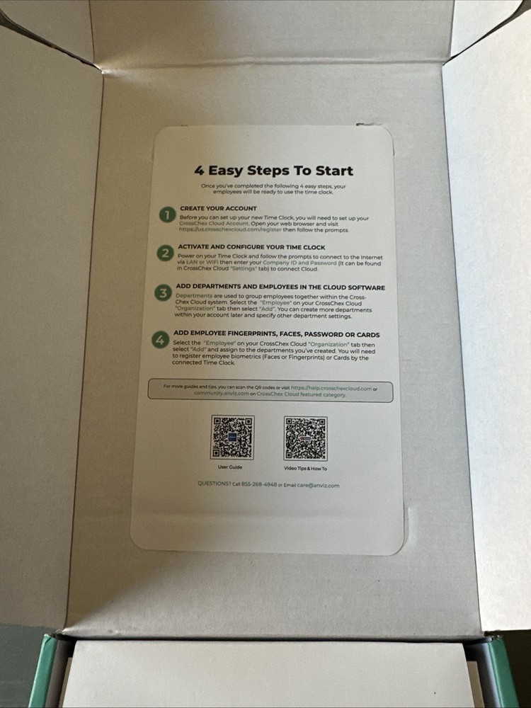 Anviz CX5 Smart Face Recognition Terminal (Open Box) Small Business Time Clock