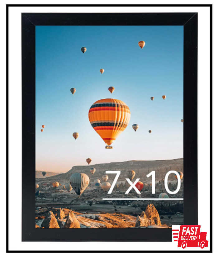 7X10 Picture Frame Black for Wall Hanging or Tabletop- Wall Mounting Horizontall