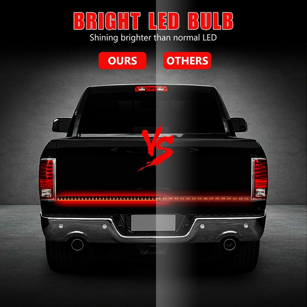 For Chevy Silverado LED Tailgate Light Bar 60" Triple Row 4 Row 6-Function Strip