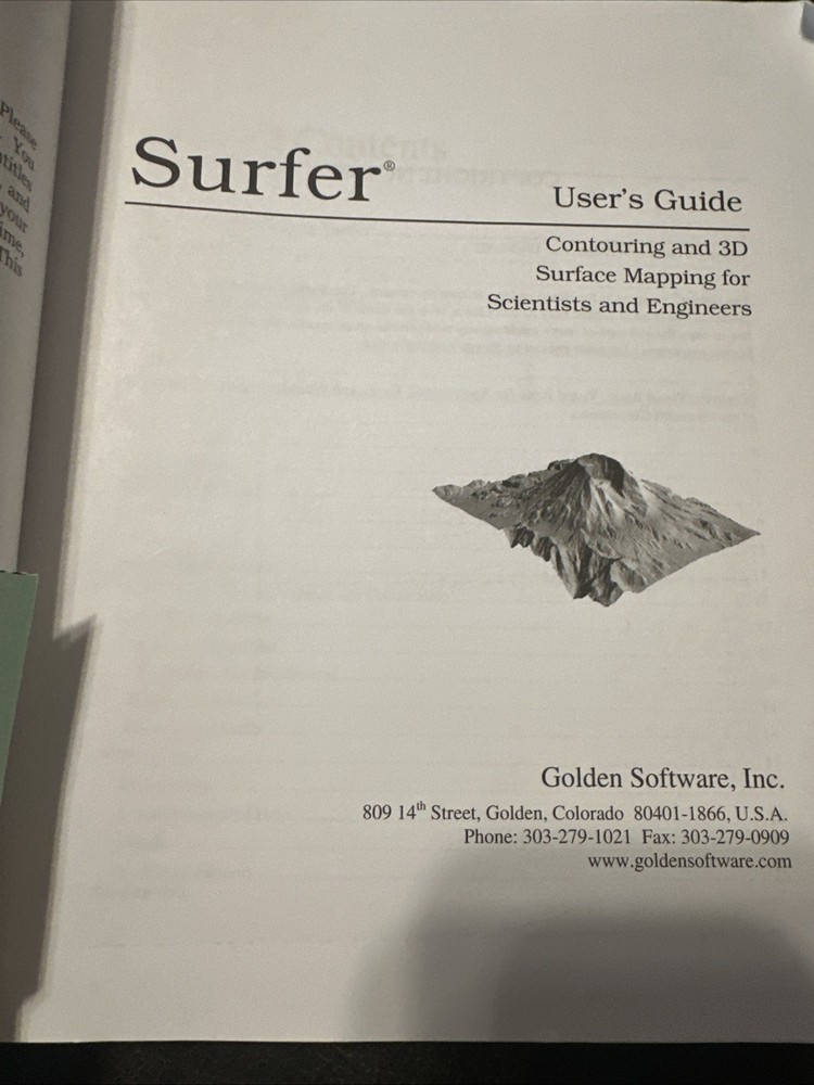 Surfer 8 User's Guide ~ Golden Software ~ Contouring & 3D surface mapping