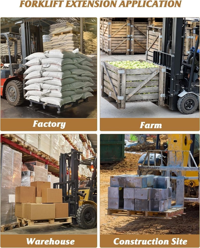 96 Inch Forklift Pallet Extensions, Fork Extensions 5.3 Inch Width, 5500 LBS ...